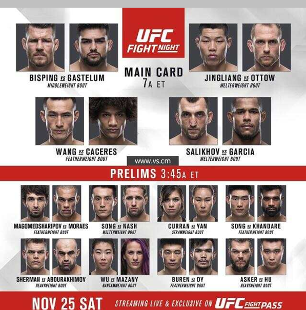 在上海举办的UFC122对阵表，这是第一场确切赞佩上的中国赛。