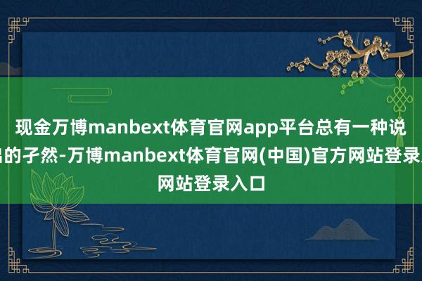 现金万博manbext体育官网app平台总有一种说不出的孑然-万博manbext体育官网(中国)官方网站登录入口